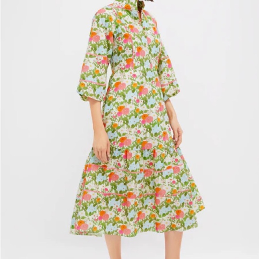 TUCKERNUCK Multi Green Begonia Floral Hillsborough Midi Dress - Picture 2 of 4